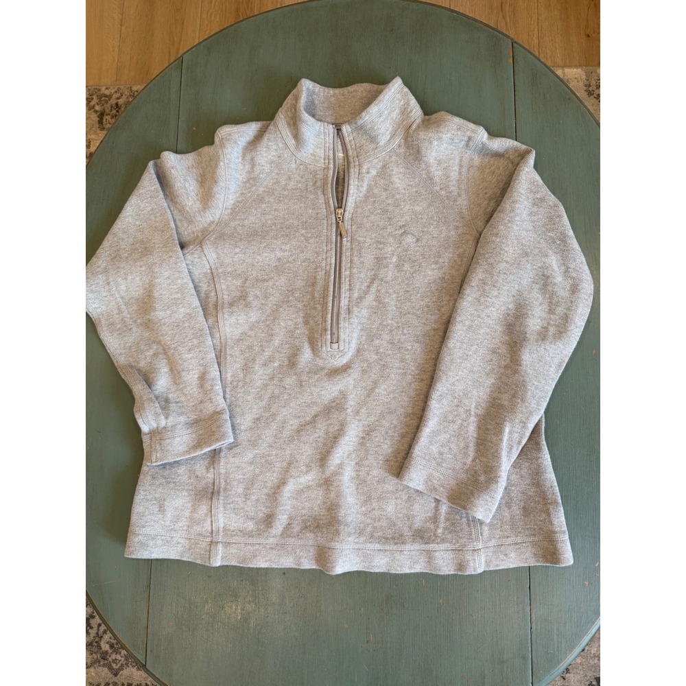 Tommy Bahama Womens Gray Quarter Zip Sweatshirt Heathered Pullover‎ L TW216368